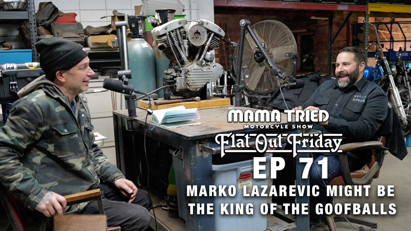 Marko Lazarovich and Jerememy Praach discussing motorcycles